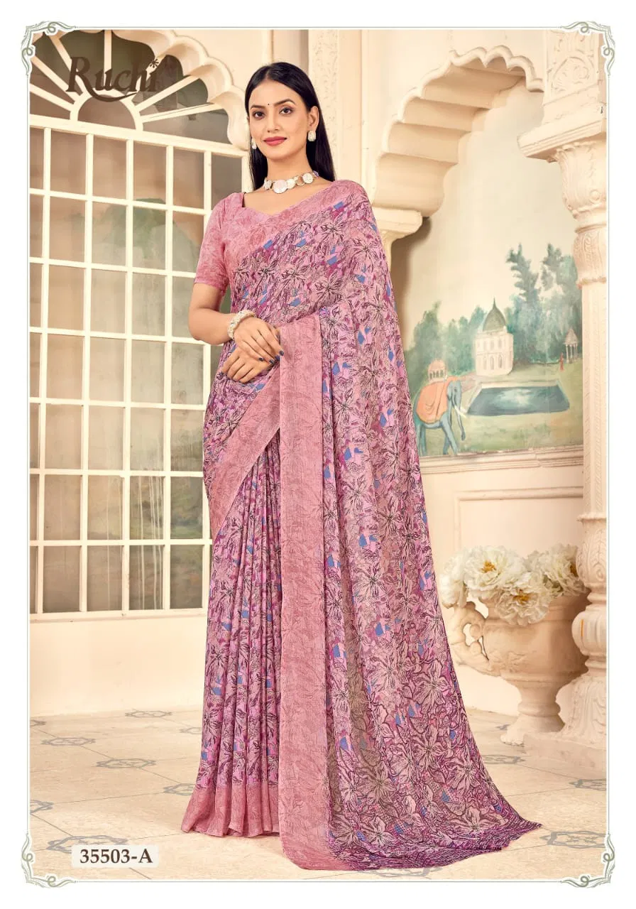 Aahana Vol 5 By Ruchi Silver Chiffon Daily Wear Surat Sarees Wholesale Market